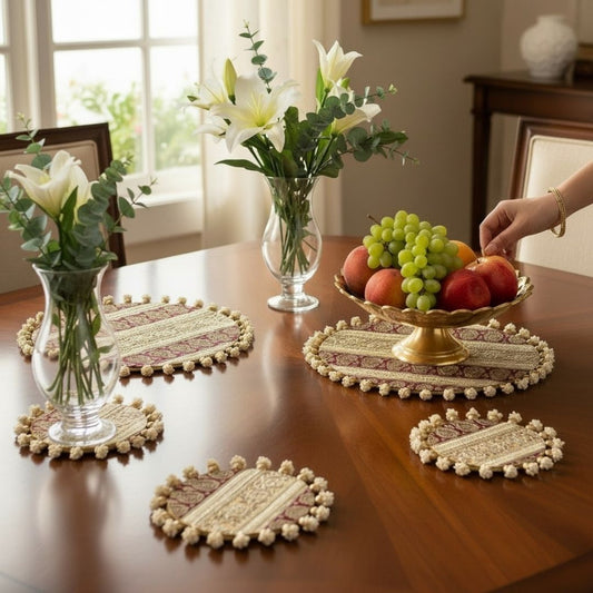 Luxury Handcrafted Decorative Platter Set for Pooja, Weddings & Festive Home Decor | Set of 5 MDF Trays