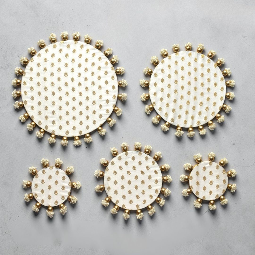 Luxury Handcrafted Decorative Platter Set for Pooja, Weddings & Festive Home Decor | Set of 5 MDF Trays