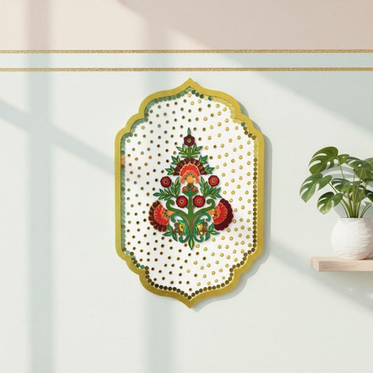 Handcrafted Cream White Floral Wall Art – Ethnic Indian Wall Decor (Single)