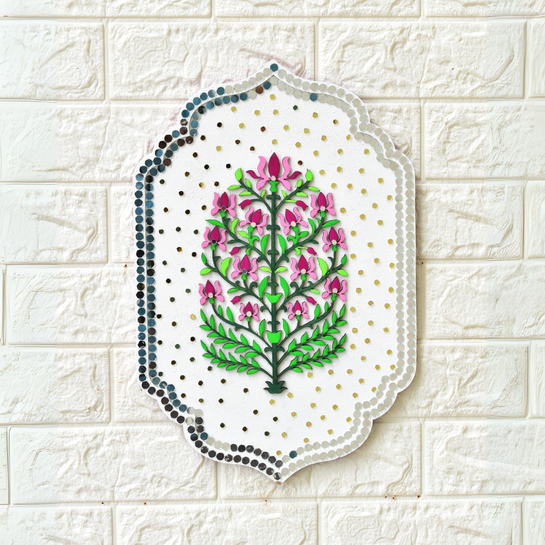 Handcrafted White Floral Wall Art – Ethnic Indian Wall Decor (Single)