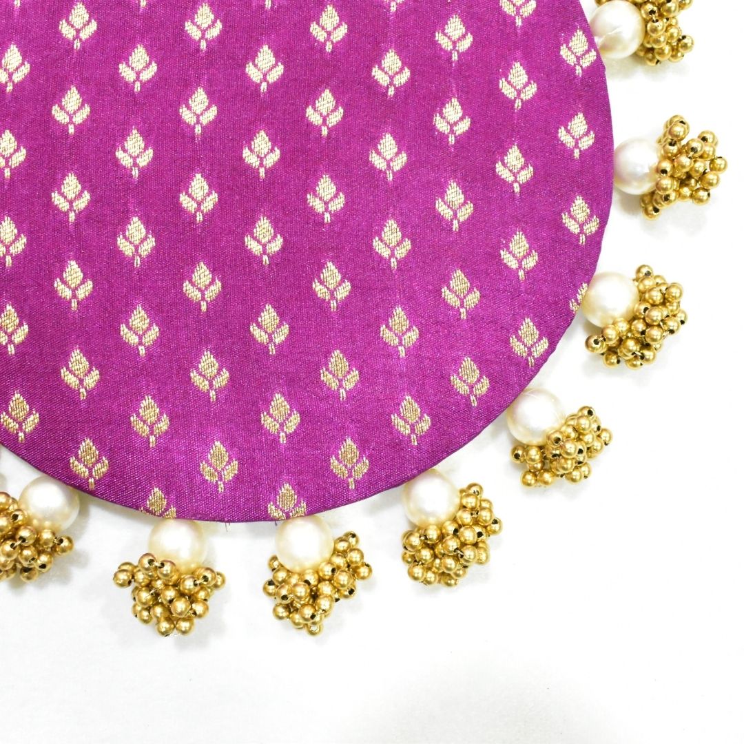Luxury Purple & Gold Decorative MDF Platter Set for Pooja, Wedding & Festive Home Decor | Set of 5