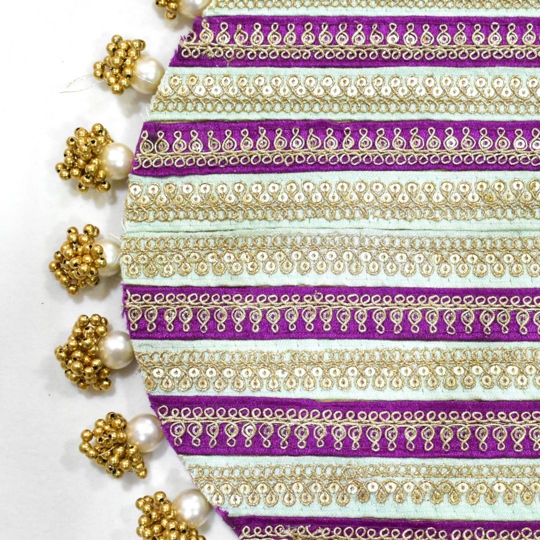 Luxury Purple & Gold Decorative MDF Platter Set for Pooja, Wedding & Festive Home Decor | Set of 5