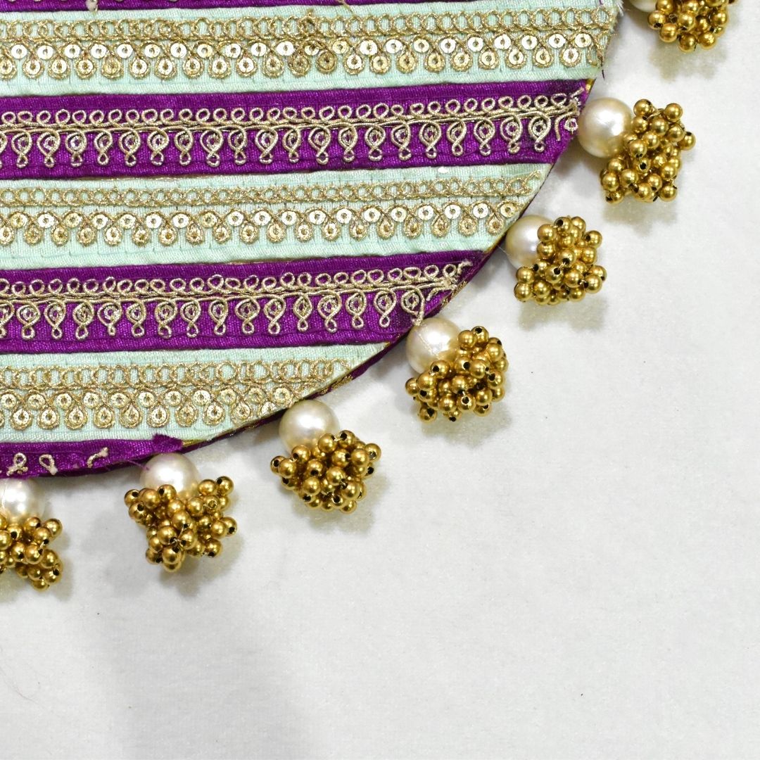 Luxury Purple & Gold Decorative MDF Platter Set for Pooja, Wedding & Festive Home Decor | Set of 5