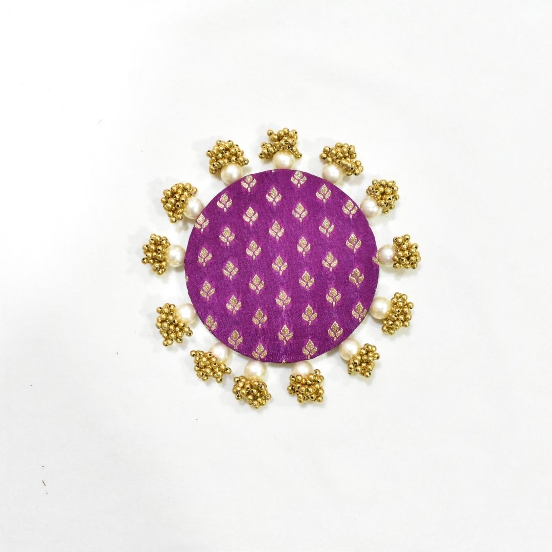 Luxury Purple & Gold Decorative MDF Platter Set for Pooja, Wedding & Festive Home Decor | Set of 5