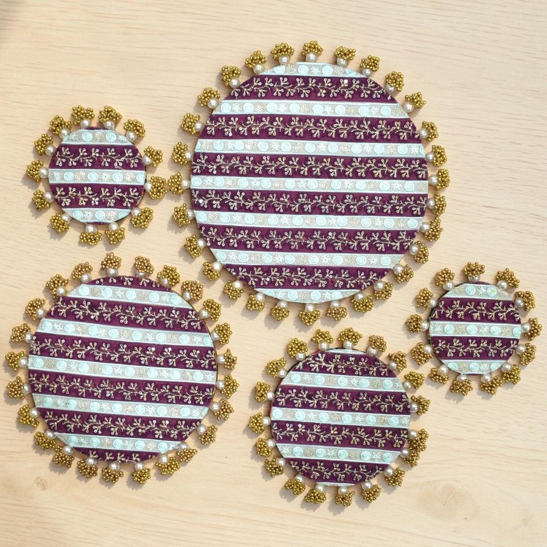Luxury Handcrafted Decorative Platter Set for Pooja, Weddings & Festive Home Decor | Set of 5 MDF Trays
