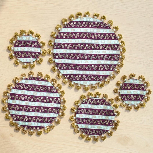Luxury Handcrafted Decorative Platter Set for Pooja, Weddings & Festive Home Decor | Set of 5 MDF Trays