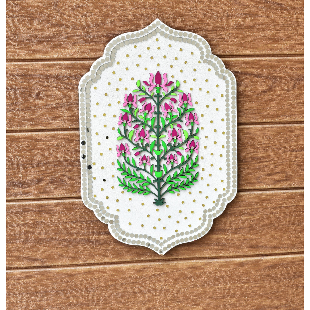 Handcrafted White Floral Wall Art – Ethnic Indian Wall Decor (Single)