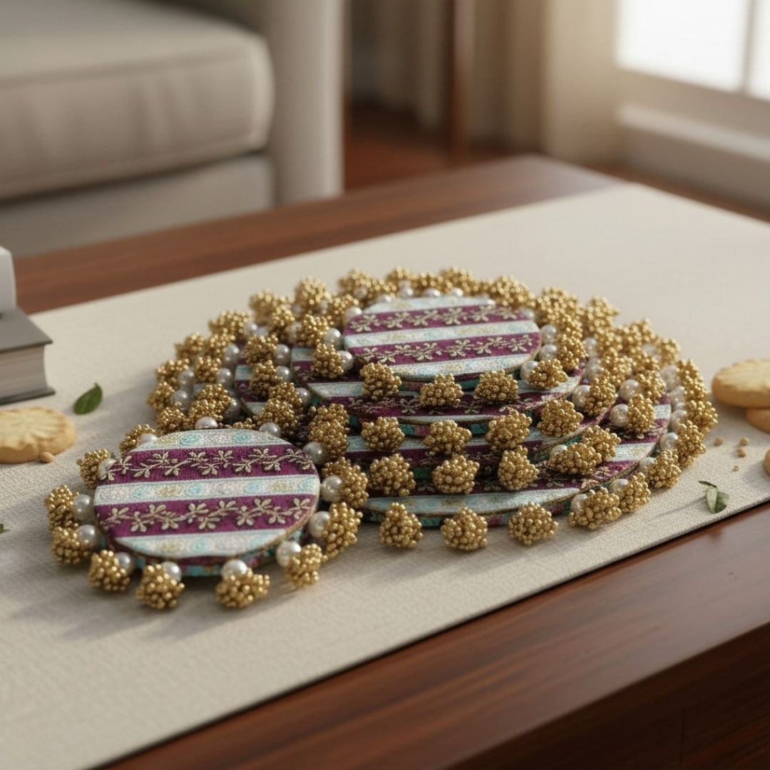 Luxury Handcrafted Decorative Platter Set for Pooja, Weddings & Festive Home Decor | Set of 5 MDF Trays