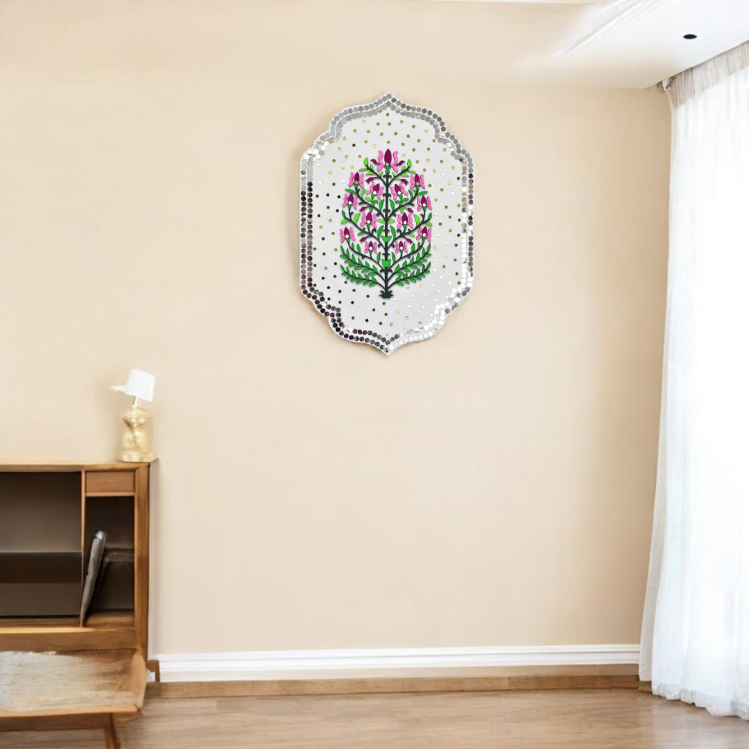 Handcrafted White Floral Wall Art – Ethnic Indian Wall Decor (Single)