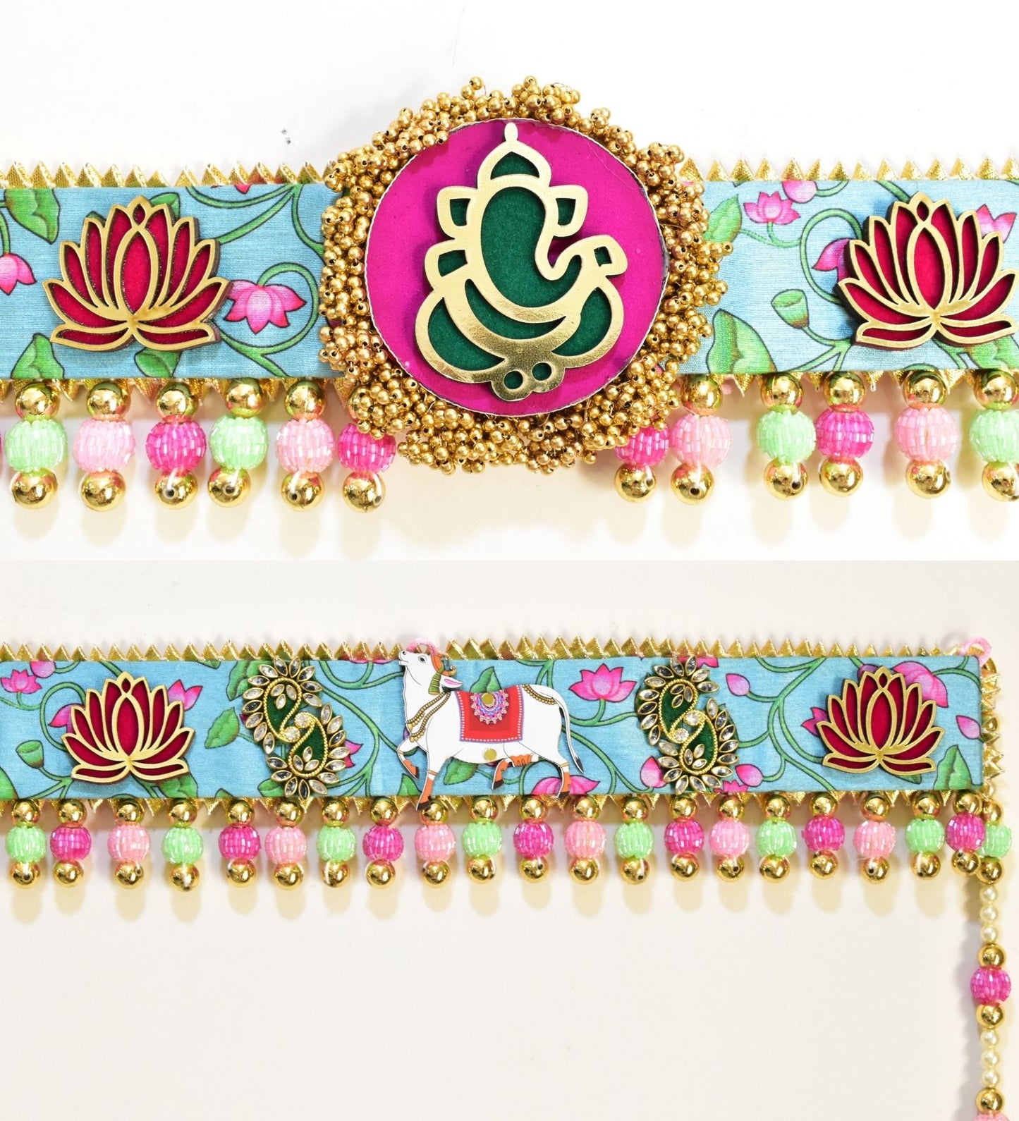 Divine Cow & Lotus Designer Toran – Auspicious Door Hanging for Festive Home Decor