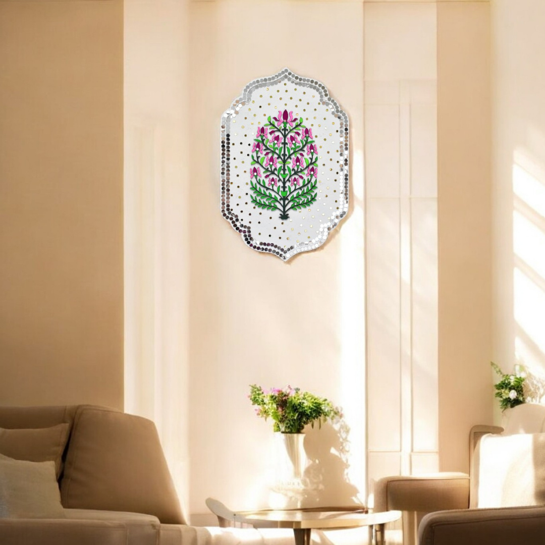 Handcrafted White Floral Wall Art – Ethnic Indian Wall Decor (Single)