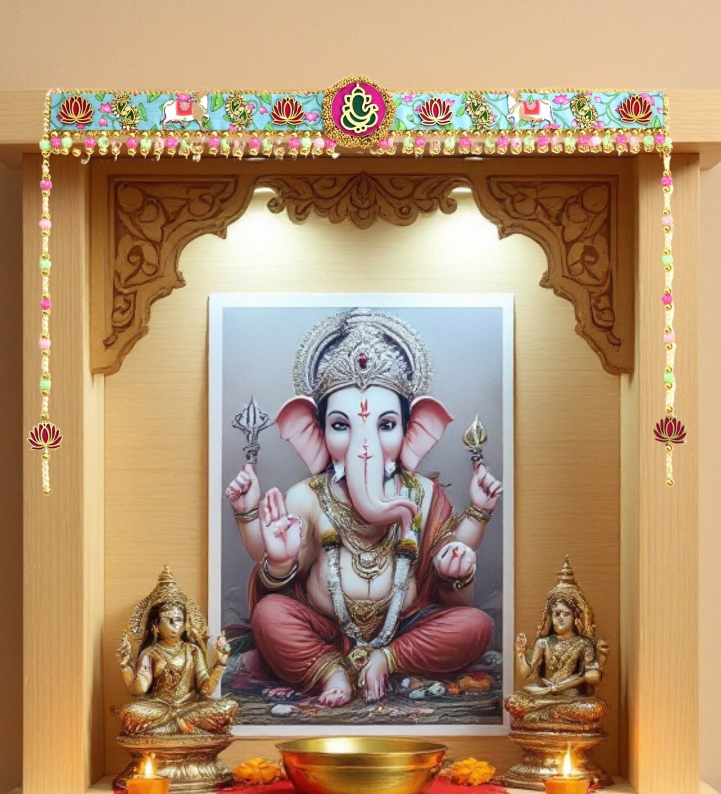 Divine Cow & Lotus Designer Toran – Auspicious Door Hanging for Festive Home Decor