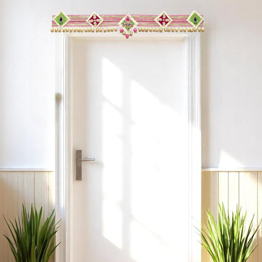 Shubh Shringar toran with floral and paisley design, handcrafted Indian wall hanging for door and festive home décor