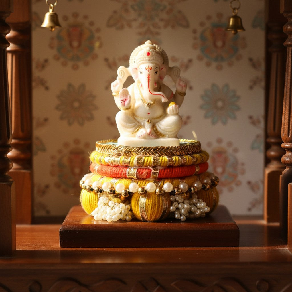 Handcrafted Dev Aasan Tea Light Holder – Ethnic Pooja & Festive Decor
