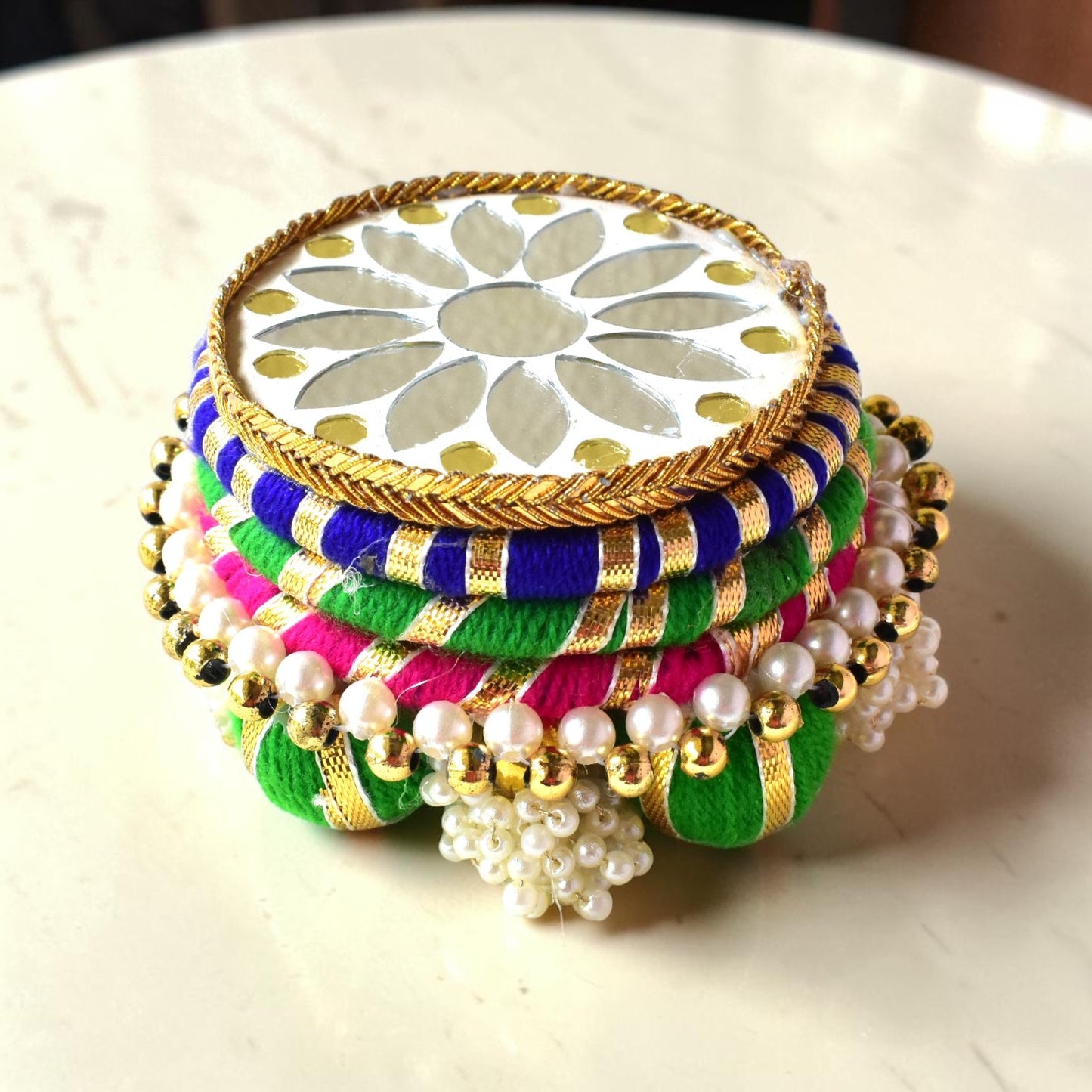 Handmade Ethnic Dev Aasan Idol Stand | Artisanal Base for Deity Idols | Tea Light Holder
