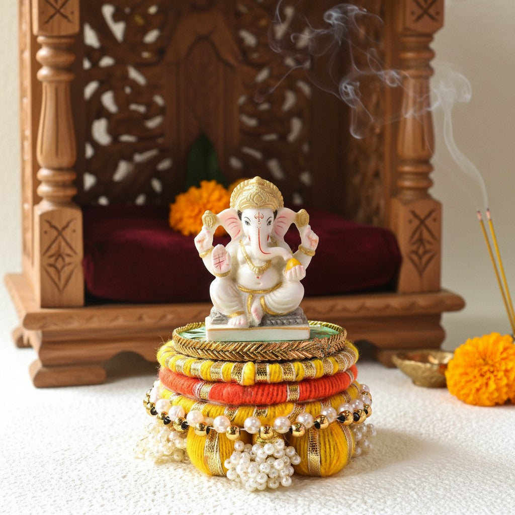 Handmade Ethnic Dev Aasan Idol Stand | Artisanal Base for Deity Idols