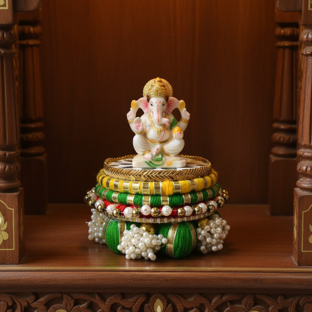 Handcrafted Decorative Chowki & Dev Aasan | Handmade Indian Idol Stand | Tea Light Holder
