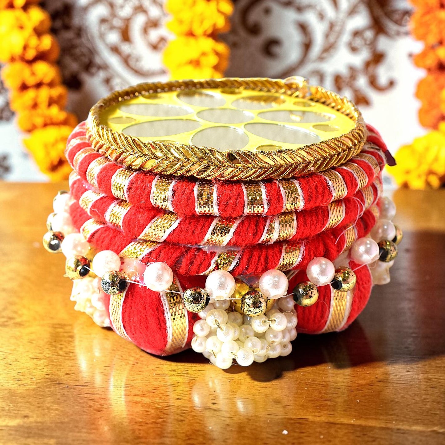 Handmade Ethnic Dev Aasan Idol Stand | Artisanal Base for Deity Idols | Tea Light Holder