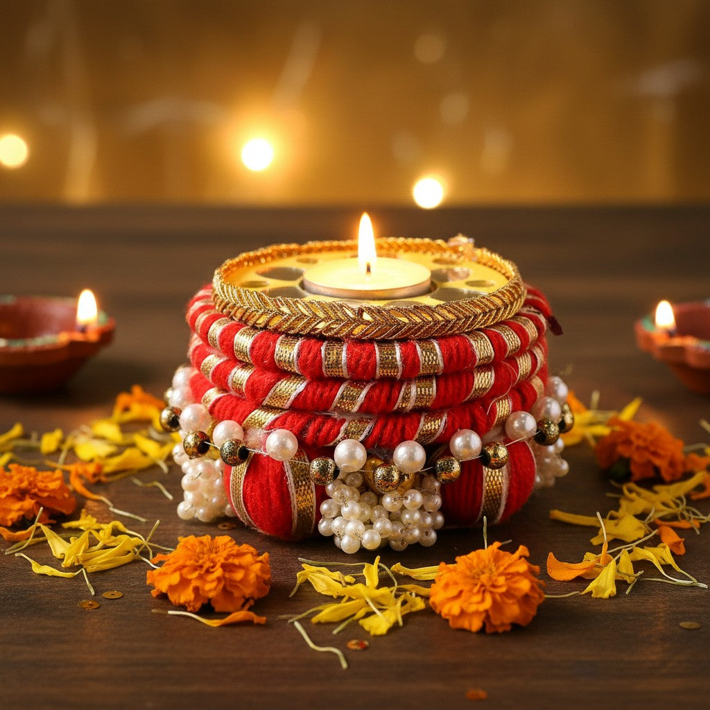 Handmade Ethnic Dev Aasan Idol Stand | Artisanal Base for Deity Idols | Tea Light Holder