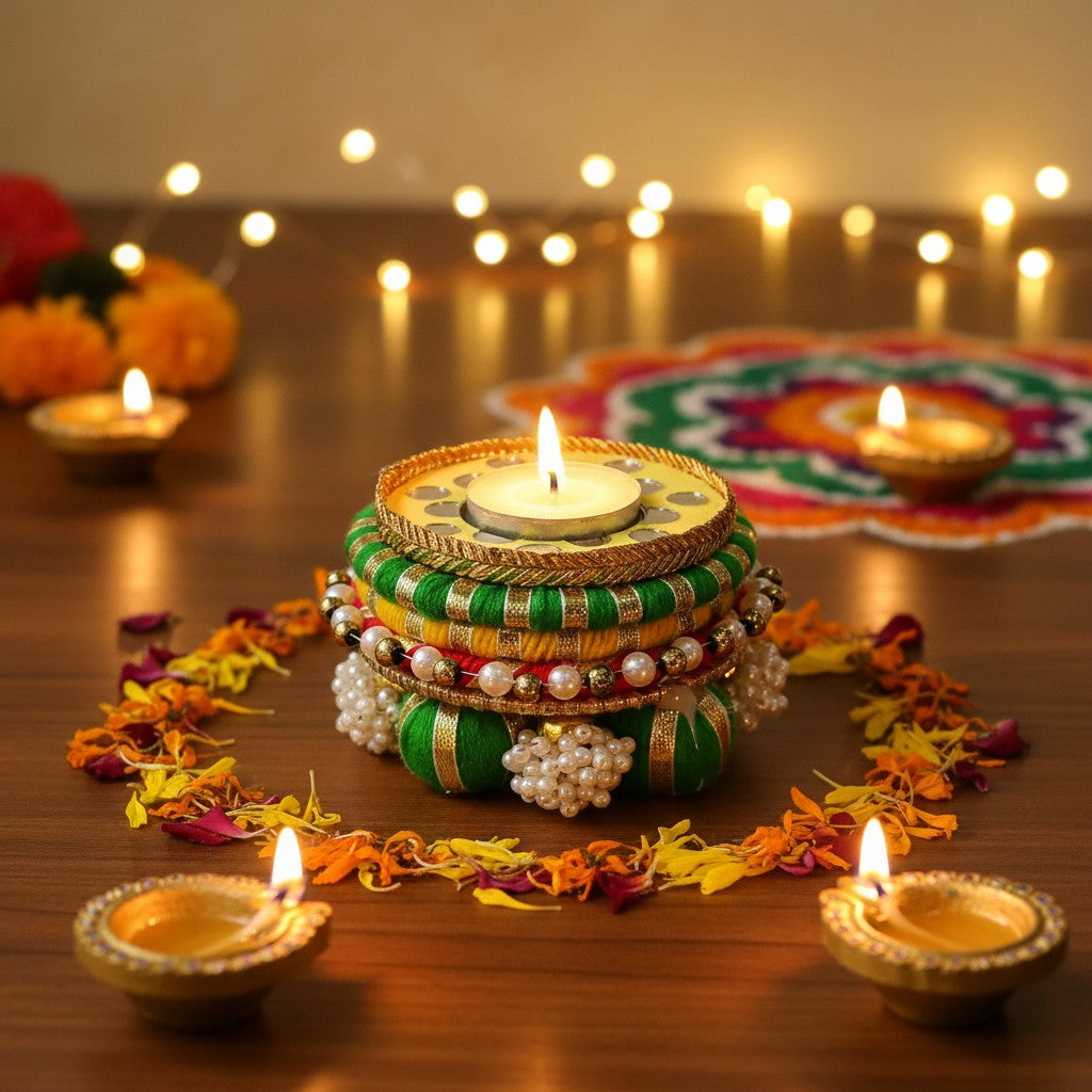 Handmade Ethnic Dev Aasan Idol Stand | Artisanal Base for Deity Idols | Tea Light Holder