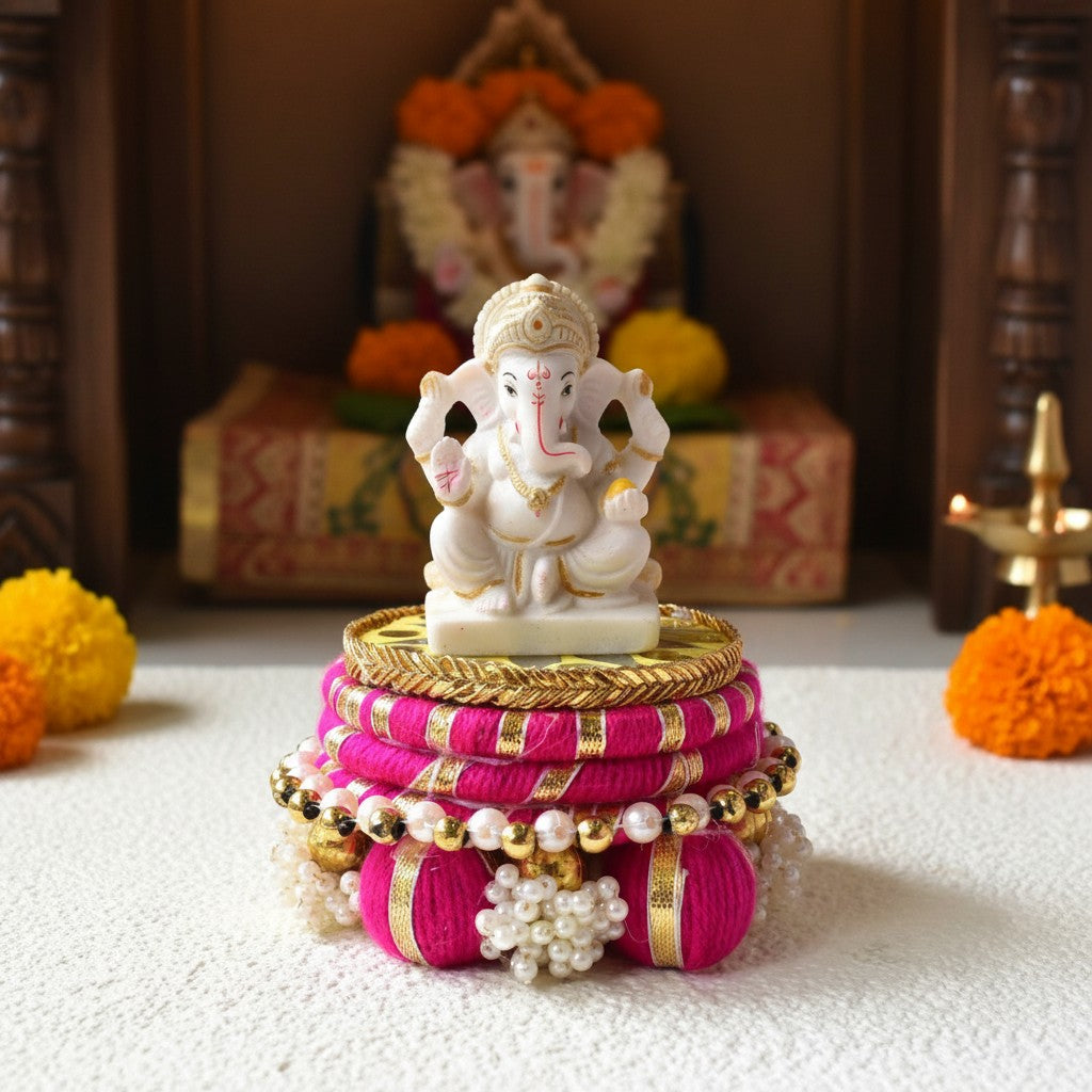 Handmade Ethnic Dev Aasan Idol Stand | Artisanal Base for Deity Idols | Tea Light Holder