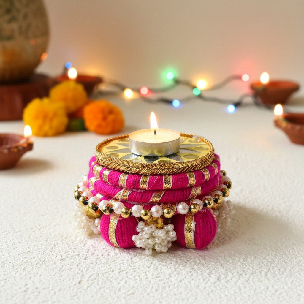 Handmade Ethnic Dev Aasan Idol Stand | Artisanal Base for Deity Idols | Tea Light Holder