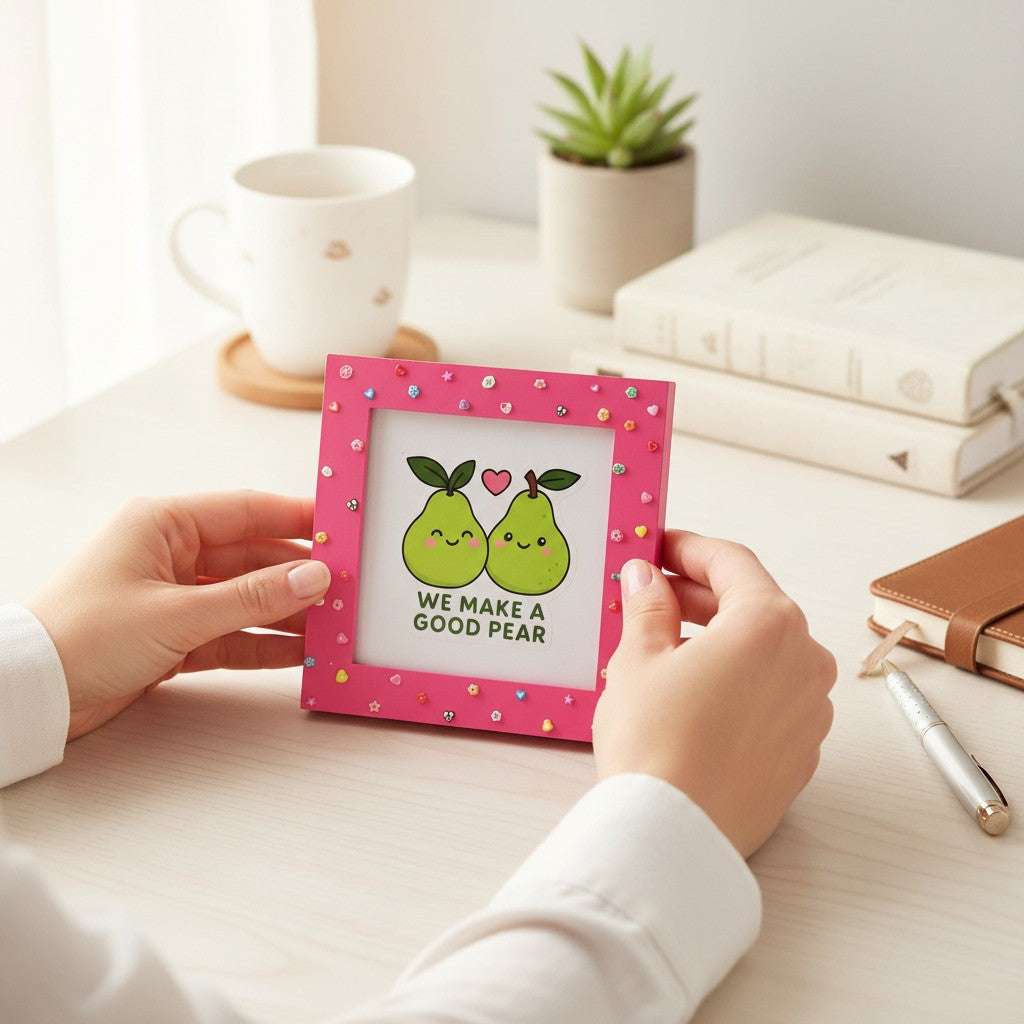 Cute Couple Photo Frame – “We Make a Good Pear” Pun Frame | 8x8 Inch Romantic Gift for Boyfriend Girlfriend