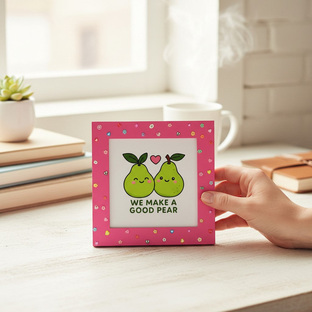 Cute Couple Photo Frame – “We Make a Good Pear” Pun Frame | 8x8 Inch Romantic Gift for Boyfriend Girlfriend