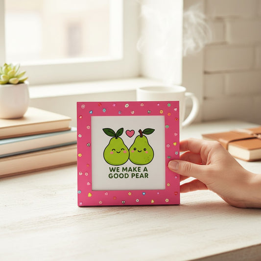Cute Couple Photo Frame – “We Make a Good Pear” Pun Frame | 8x8 Inch Romantic Gift for Boyfriend Girlfriend