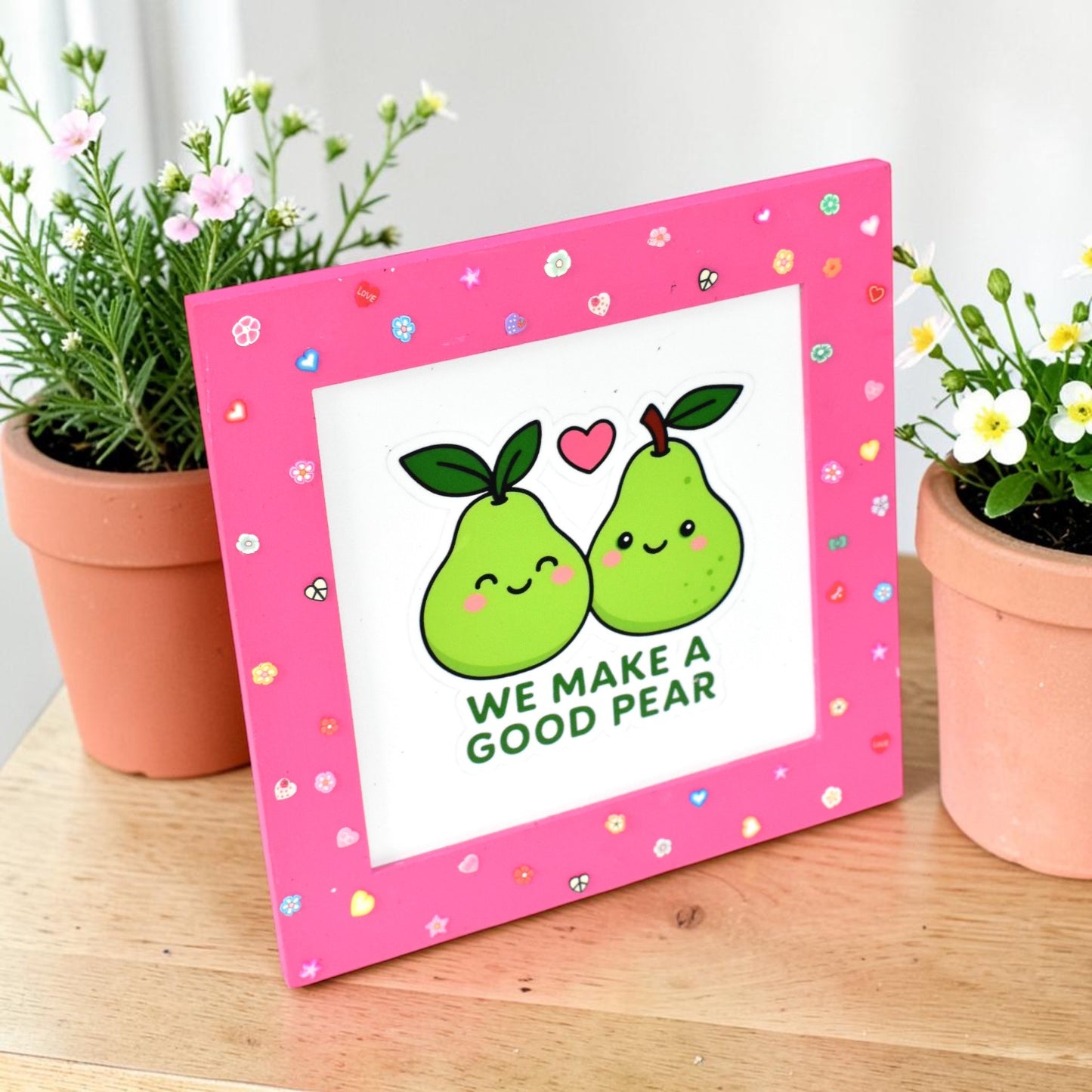 Cute Couple Photo Frame – “We Make a Good Pear” Pun Frame | 8x8 Inch Romantic Gift for Boyfriend Girlfriend