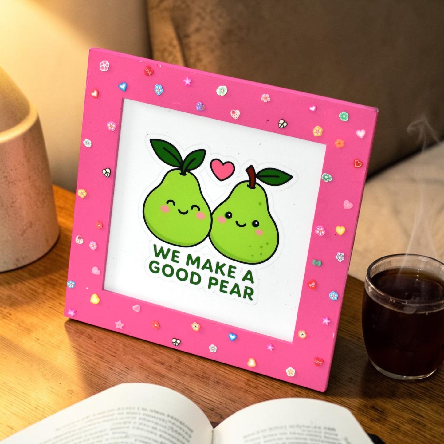 Cute Couple Photo Frame – “We Make a Good Pear” Pun Frame | 8x8 Inch Romantic Gift for Boyfriend Girlfriend