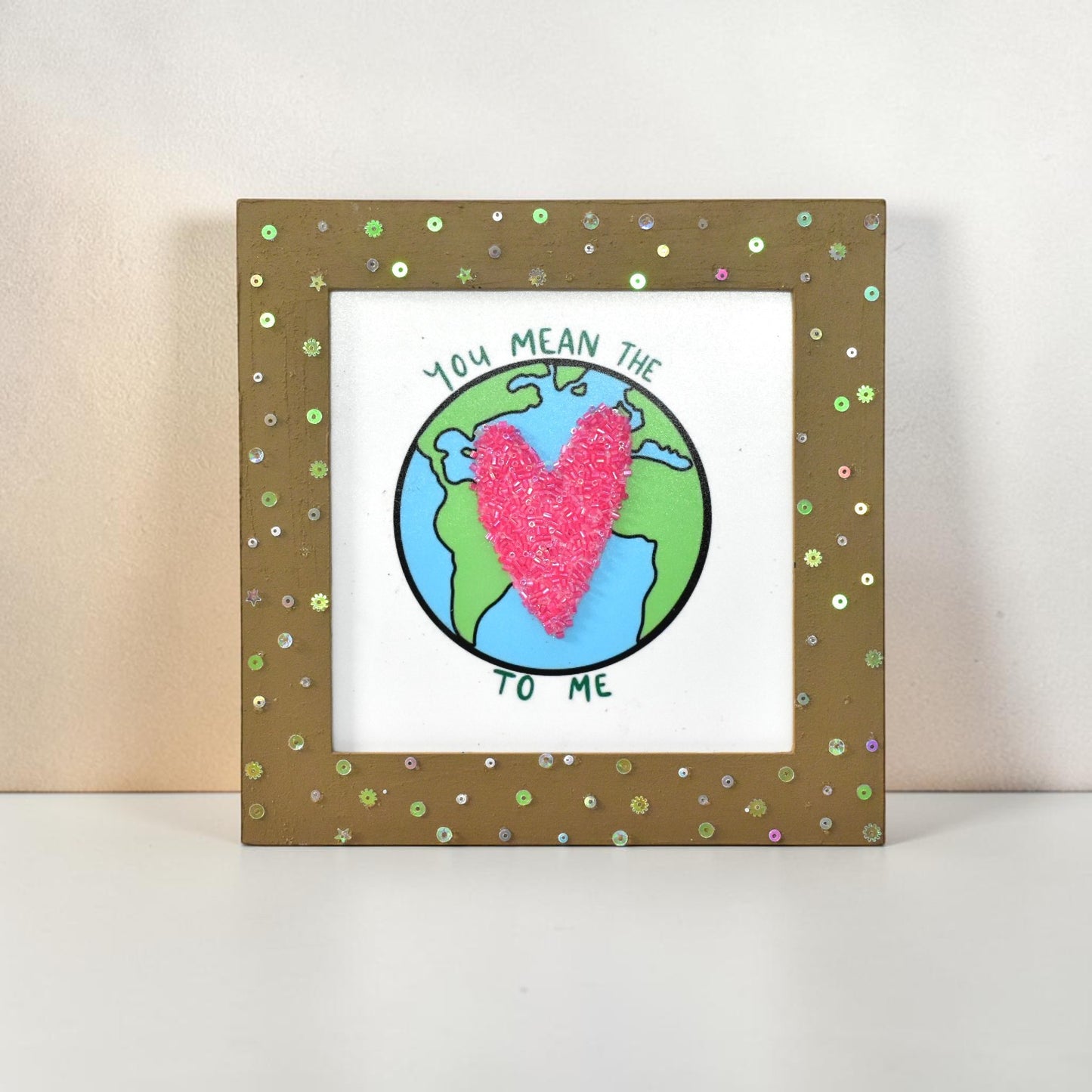 Romantic Photo Frame – “You Mean The World To Me” Gift | 8x8 Inch Handmade Love Frame for Couples