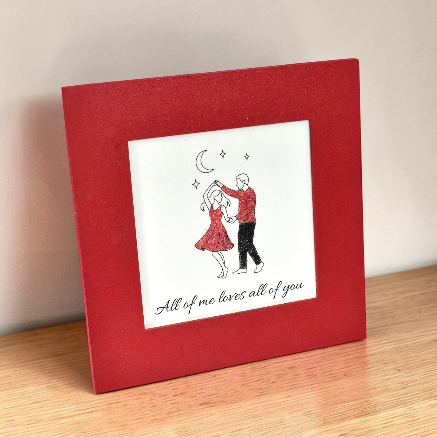 Romantic Photo Frame – “All of Me Loves All of You” Couple Frame | 8x8 Inch Elegant Love Gift for Anniversary & Wedding