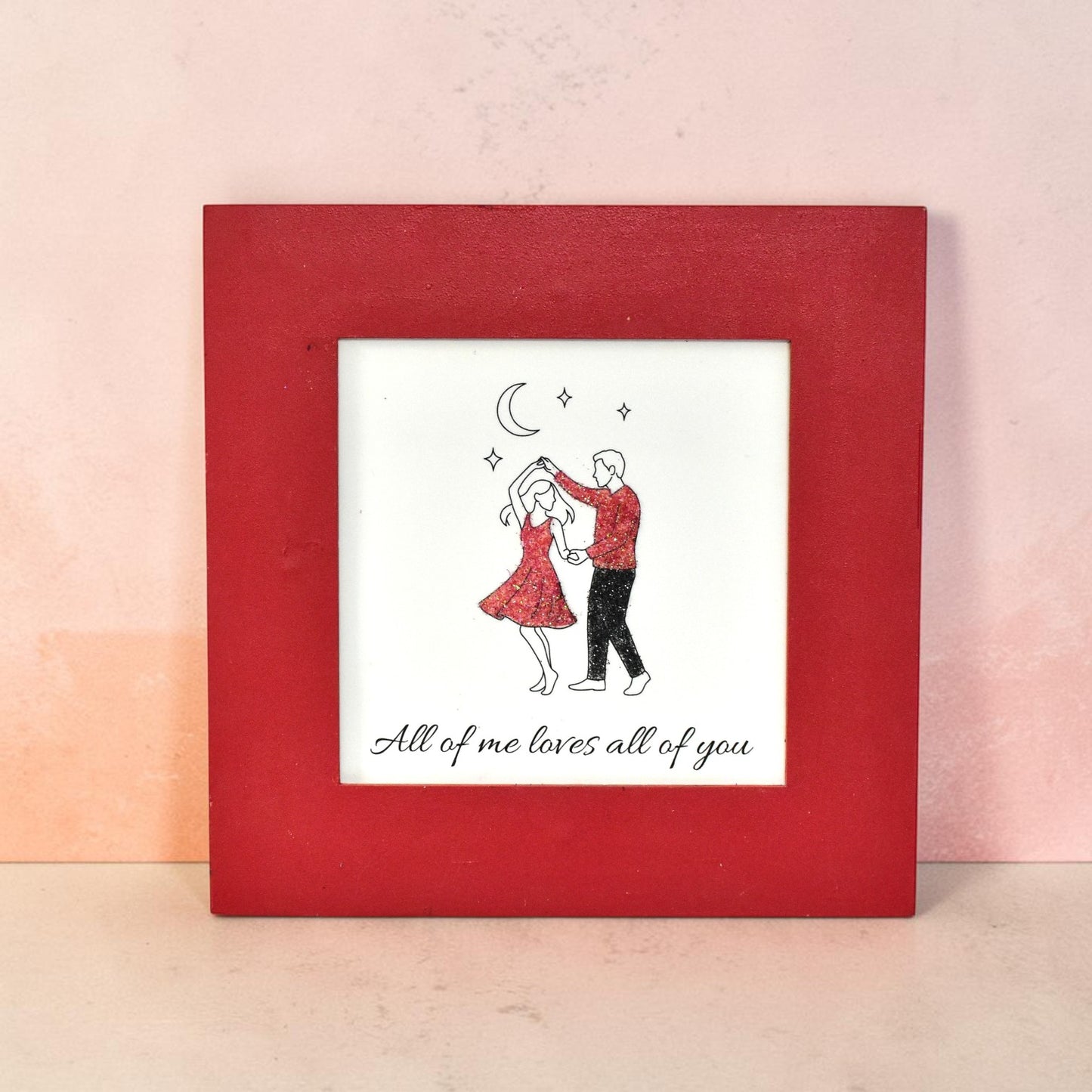 Romantic Photo Frame – “All of Me Loves All of You” Couple Frame | 8x8 Inch Elegant Love Gift for Anniversary & Wedding