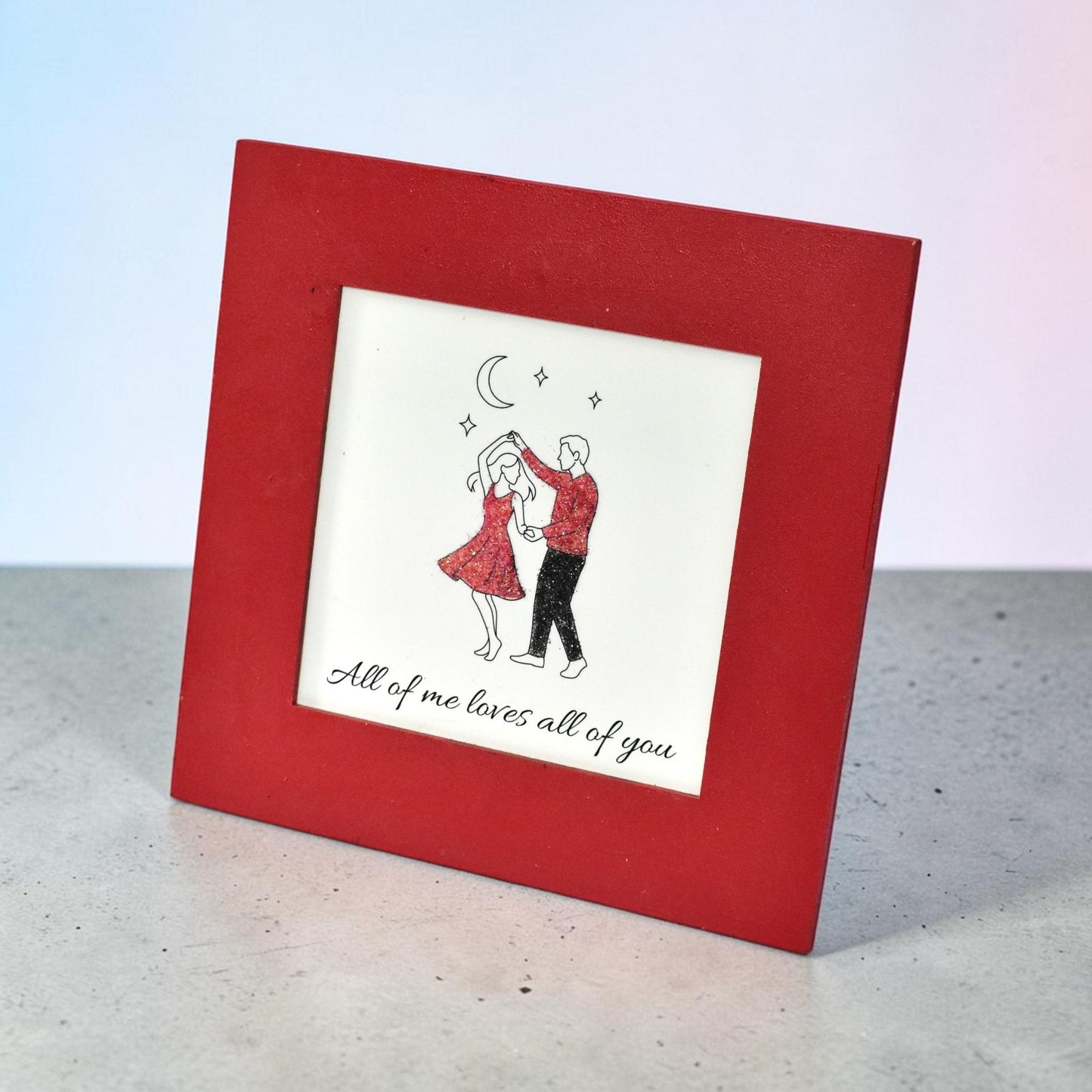 Romantic Photo Frame – “All of Me Loves All of You” Couple Frame | 8x8 Inch Elegant Love Gift for Anniversary & Wedding