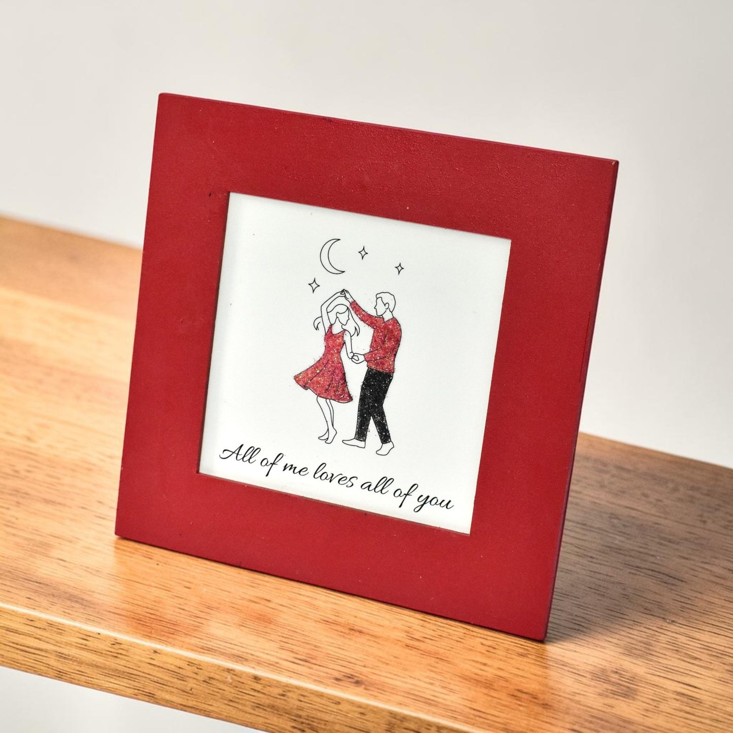 Romantic Photo Frame – “All of Me Loves All of You” Couple Frame | 8x8 Inch Elegant Love Gift for Anniversary & Wedding