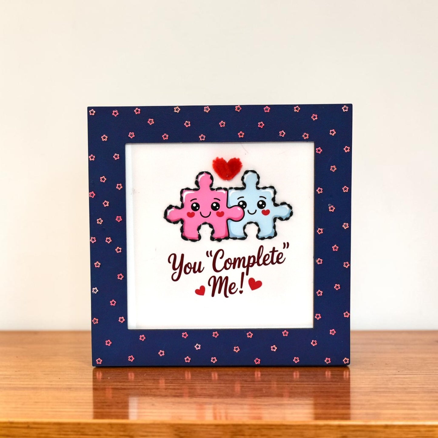 Cute Couple Photo Frame – “You Complete Me” Puzzle Frame | 8x8 Inch Romantic Gift for Boyfriend Girlfriend