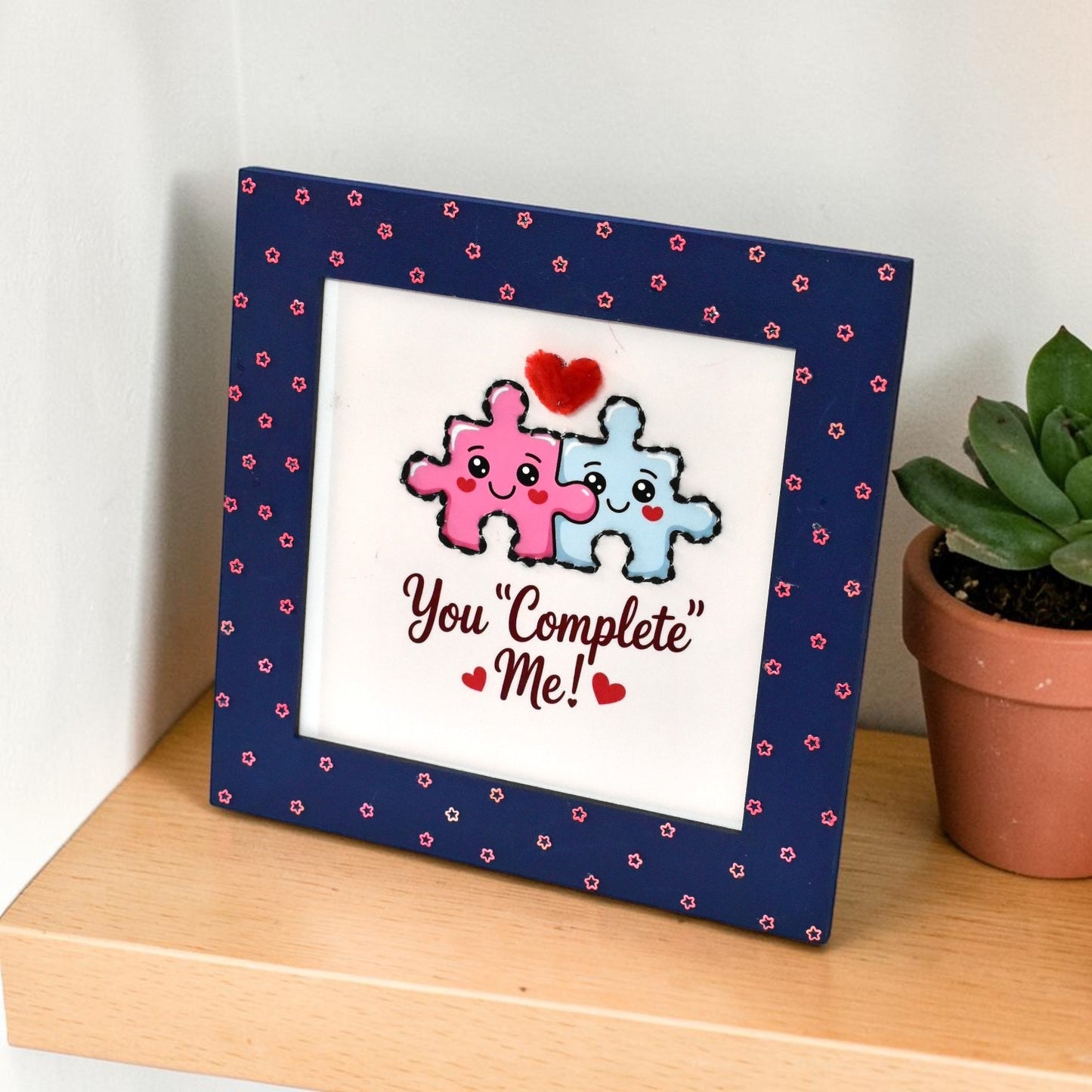 Cute Couple Photo Frame – “You Complete Me” Puzzle Frame | 8x8 Inch Romantic Gift for Boyfriend Girlfriend