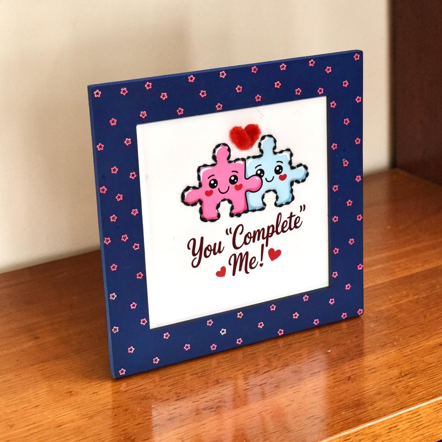 Cute Couple Photo Frame – “You Complete Me” Puzzle Frame | 8x8 Inch Romantic Gift for Boyfriend Girlfriend