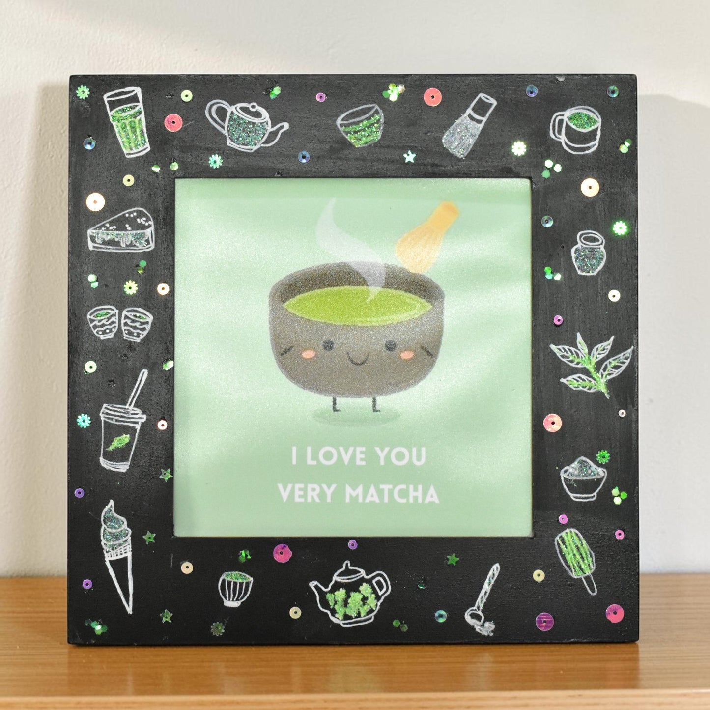 Cute Photo Frame – “I Love You Very Matcha” Frame | 8x8 Inch Aesthetic Gift for Couples & Matcha Lovers