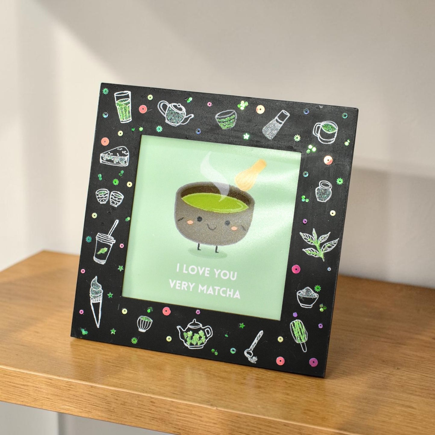 Cute Photo Frame – “I Love You Very Matcha” Frame | 8x8 Inch Aesthetic Gift for Couples & Matcha Lovers