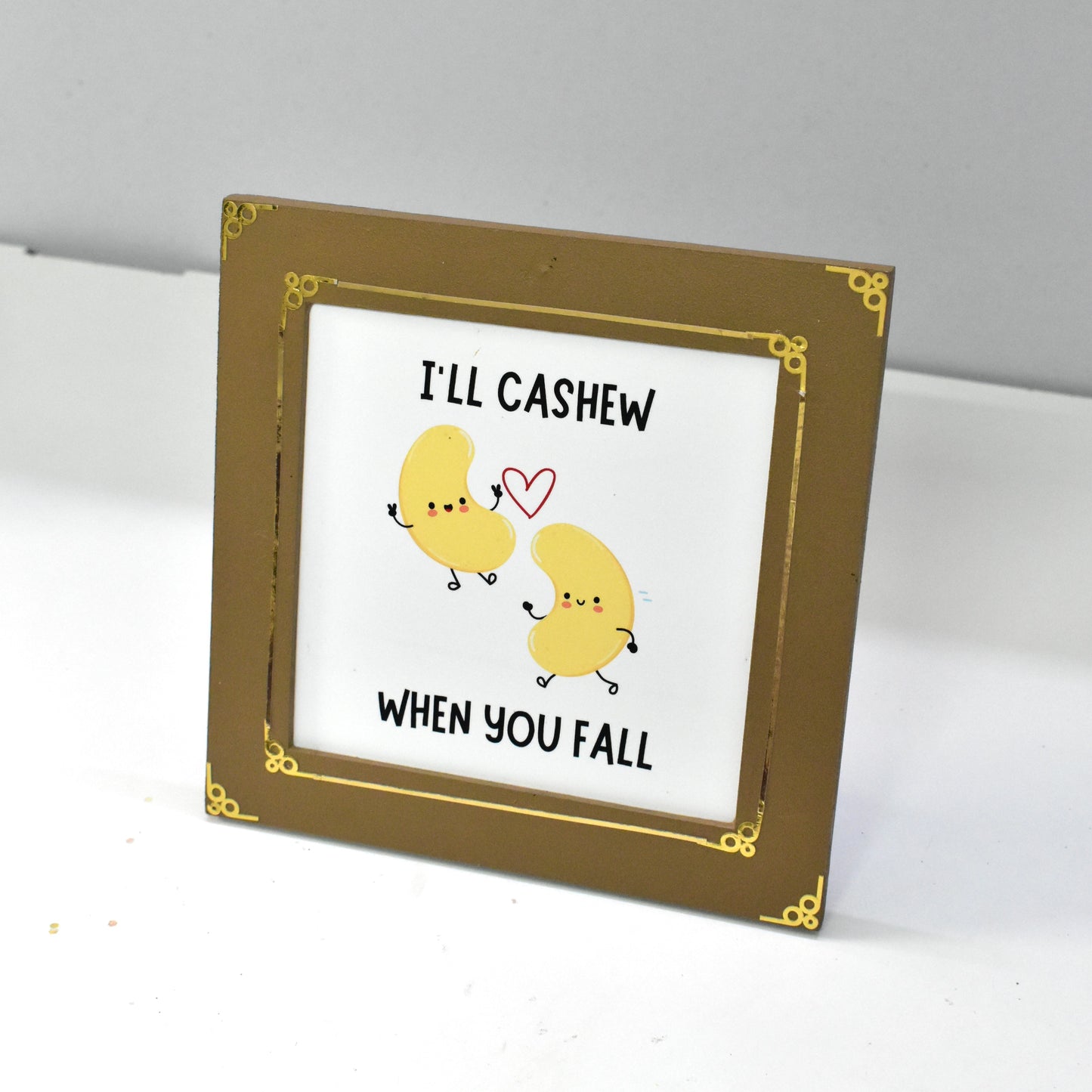 “I’ll Cashew When You Fall” Photo Frame – Funny Love Gift | Cute Couple Frame 8 Inch