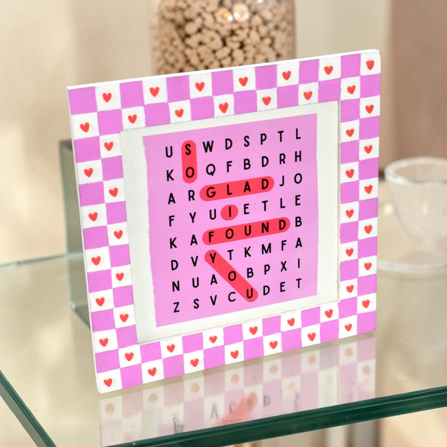 So Glad I Found You Word Puzzle Frame | 8 Inch Romantic Love Gift Frame
