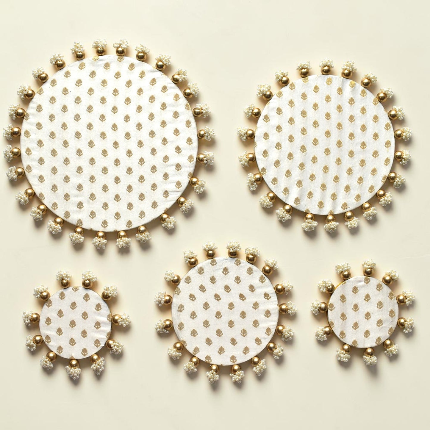 Luxury Handcrafted Decorative Platter Set for Pooja, Weddings & Festive Home Decor | Set of 5 MDF Trays