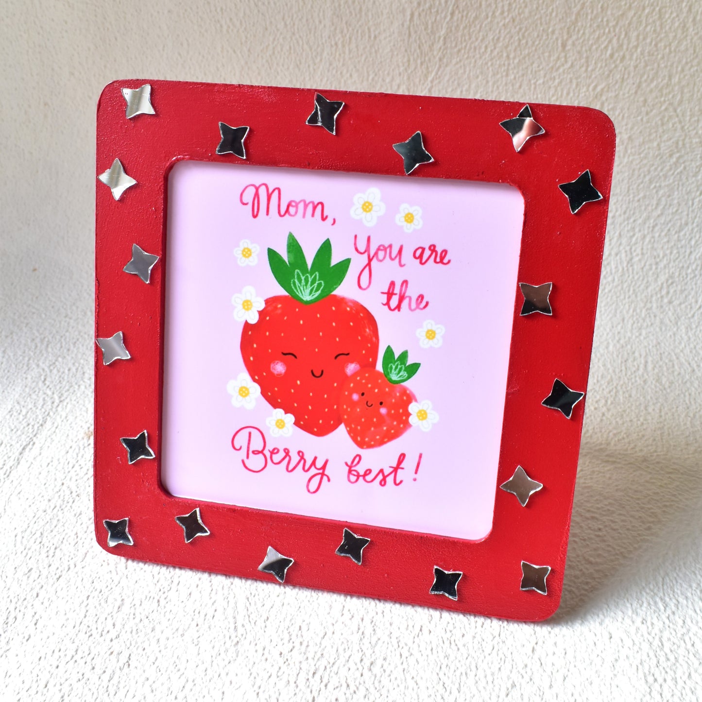 Handcraft Tulip Bouquet & Mom, You are the Berry Best Message Frame Hamper | Mother's Day Gift | Miraayaa