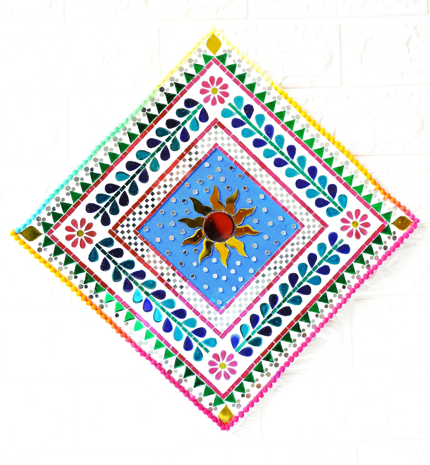 Handcrafted Sun Mirror Wall Art – Radiant Indian Home Decor