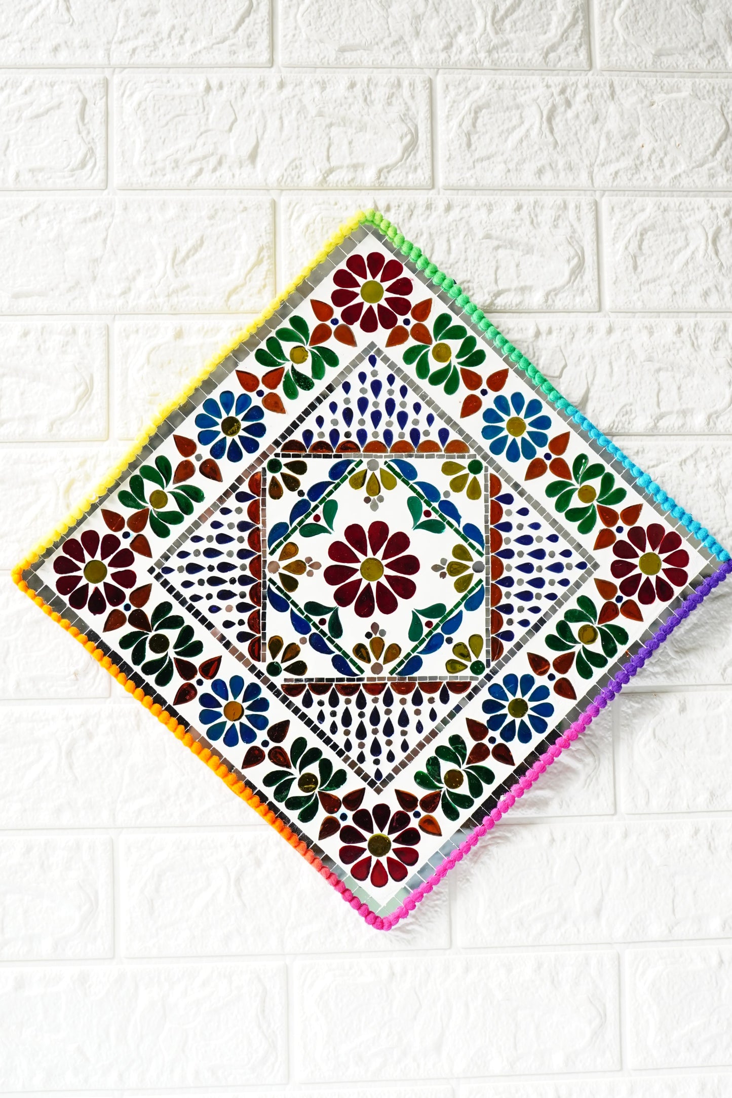 Floral Mirror Wall Art – Handcrafted Bloom & Mirror Design