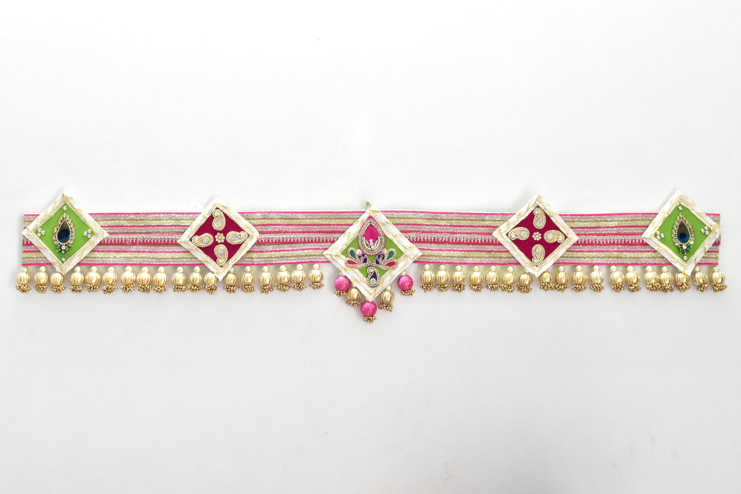 Shubh Shringar toran with floral and paisley design, handcrafted Indian wall hanging for door and festive home décor