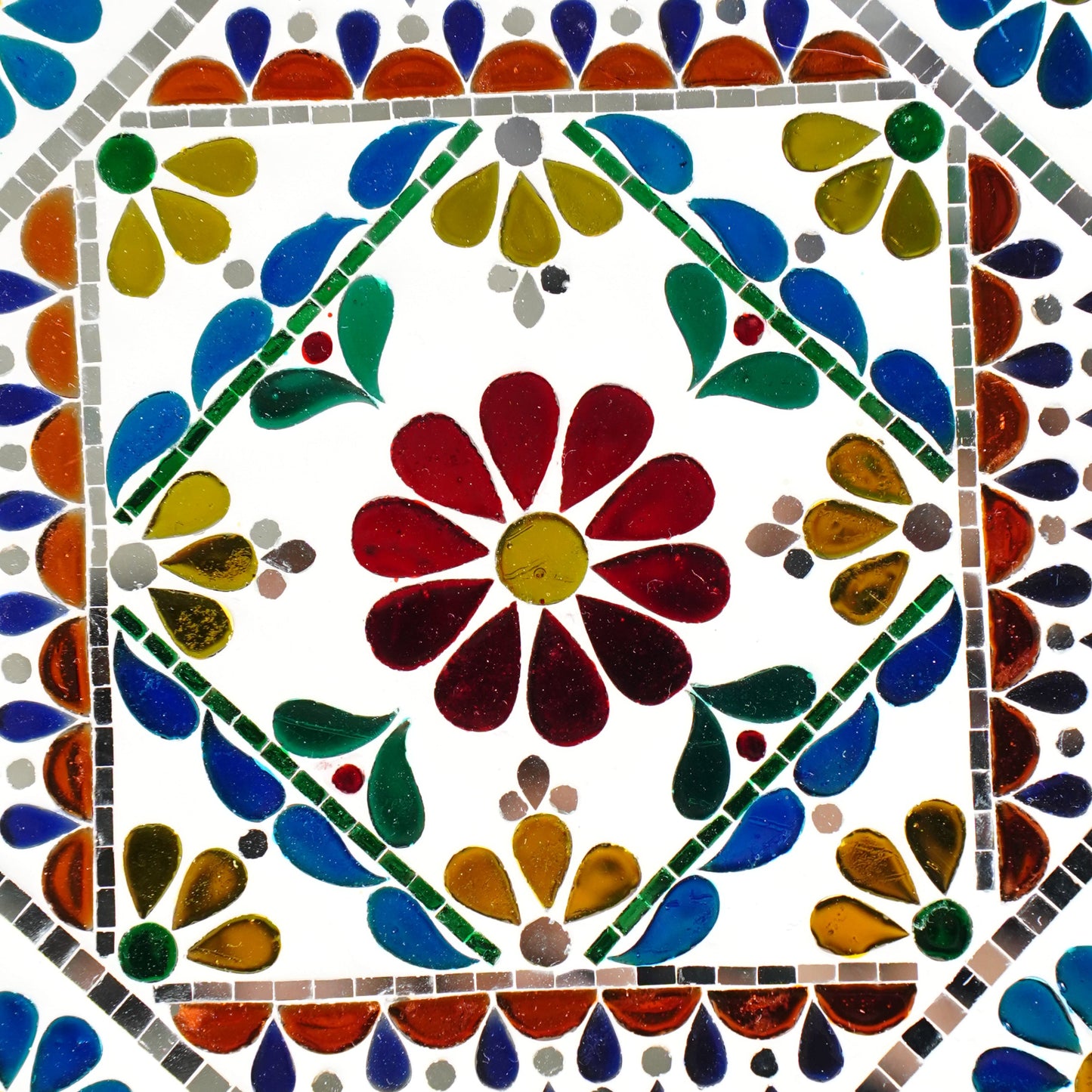 Close up of colourful mirror mosaic