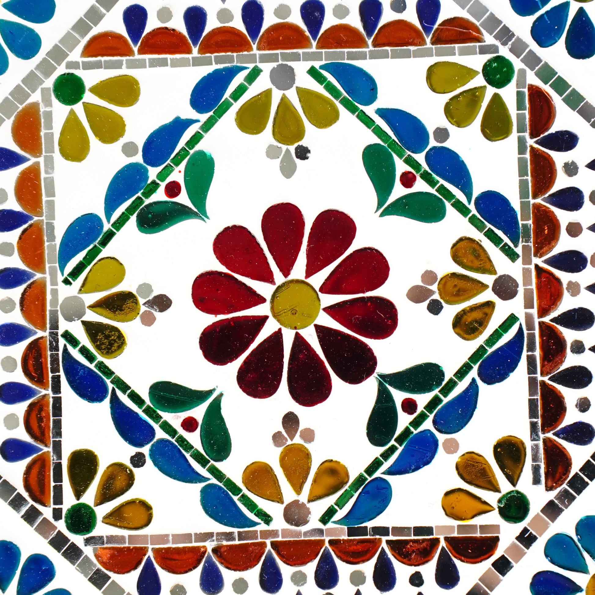 Close up of colourful mirror mosaic